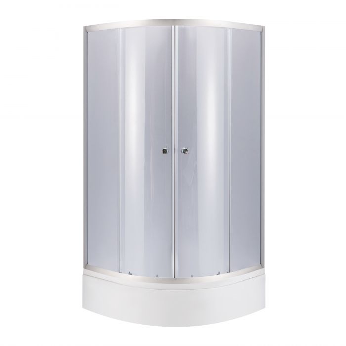 Душевая кабина Latwa SC90x90.SAT.MID.GR полукруглая, стекло тон. 4 мм + Душевой поддон KAPIELKA ST90x90x26, с панелью Lidz