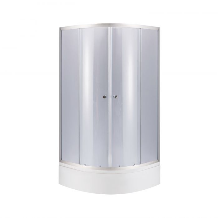 Душевая кабина Latwa SC80x80.SAT.MID.GR полукруглая, стекло тон. 4 мм + Душевой поддон KAPIELKA ST80x80x26, с панелью Lidz