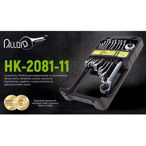 Набор ключей комбинированных трещоточных 11 предметов, 8-19мм Alloid