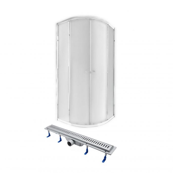 QT Душевая кабина PRESTO CRM1099AP5, полукруг, 90x90, стекло 5мм Pear+QT Dry FA304-700 Линейный трап (подарок), акционный набор