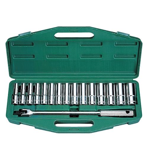 Набор глубоких головок 1/2" 16 пр (10,11,12,13,14,15,16,17,18,19,20,21,22,23,24) (4615M) HANS