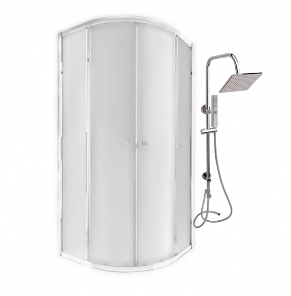 Готове рішення Qtap 6: Душ. кабіна півкругла, 90x90 + Душ. панель + Змішувач для душу
