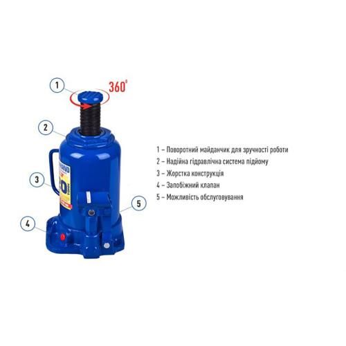 Домкрат гидравлический телескоп 20 т картон. Высота подъема  217-407 мм 9,7кг Iron Hand (IH-317407D) (IH-317407D)