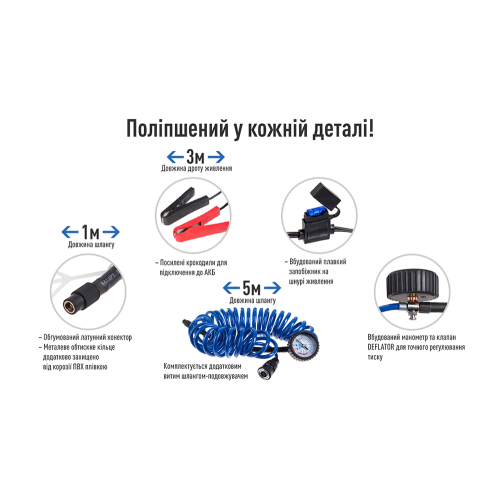 Компрессор "ViTOL" К-55 150psi/23Amp /50л/шланг 5,0м/клеммы (К-55)