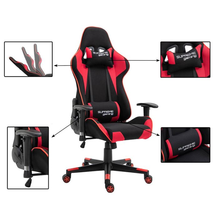 Компьютерное кресло из ткани PlayMaker Supreme Gaming 94557 Черно-красный, Zenga ткань