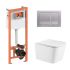 Комплект: Qtap Crow Ultra Quiet подвесной унитаз QT05335171W + Nest комплект установки 4в1 (квадратная клавиша Satin) QT0133M425 + M06029SAT