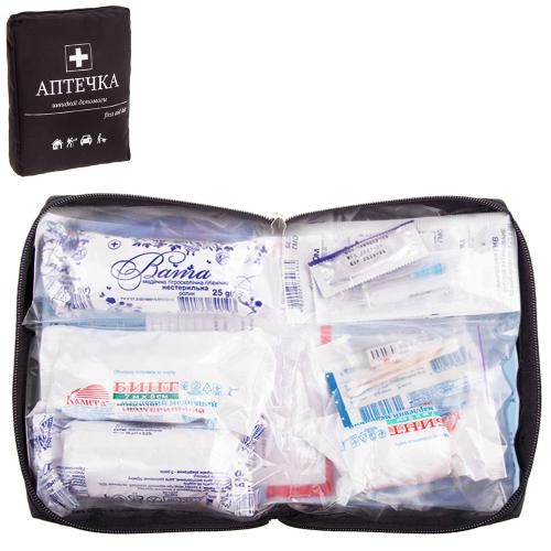 Аптечка медицинская автомобильная (07-272-А), 19ед. 24шт черный мягкий футляр (07-272-А)