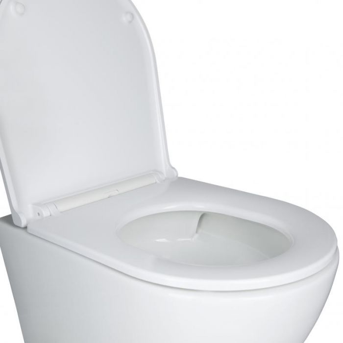 Комплект: Qtap Robin Ultra Quiet подвесной унитаз QT1333046EUQW + Nest комплект установки 4в1 (круглая клавиша Satin) QT0133M425 + QT0111M11111SAT