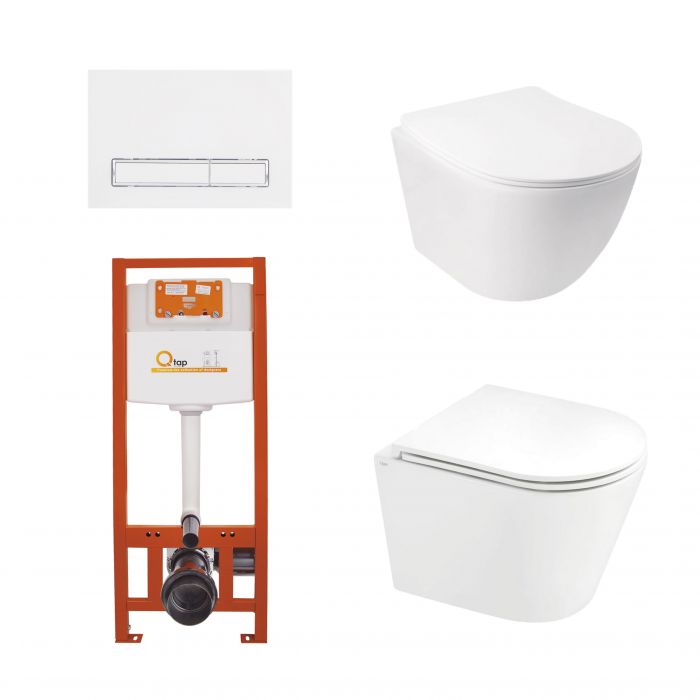 Набор: Qtap Jay + Scorpio Ultra Quiet подвесные унитазы + Nest комплект установки 4в1 (клавиша линейная White)