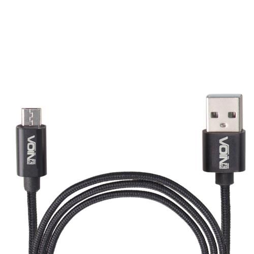 Кабель VOIN USB - Micro USB 3А, 1m, black (быстрая зарядка/передача данных) (CC-1801M BK)