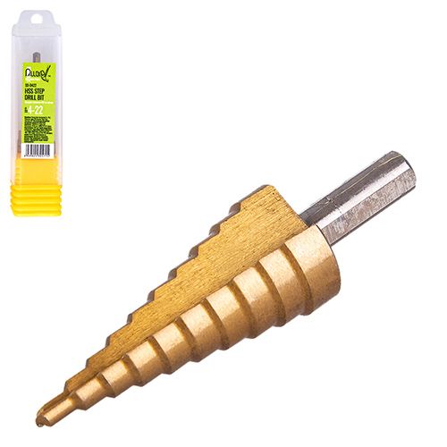 Alloid. Сверло ступенчатое по металлу HSS, 4-22мм.
