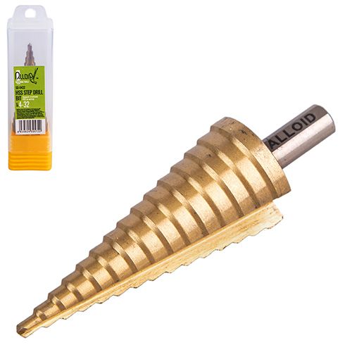 Alloid. Сверло ступенчатое по металлу HSS, 4-32мм.