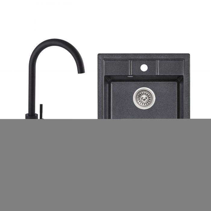 Набор: Кухонная мойка Lidz 460х515/200 BLA-03 (LIDZBLA03460515200) + Lidz Aria Смеситель для кухни 015F BLA