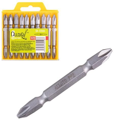 Alloid. Набор бит магнитных двухсторонних для шуруповерта PH2 65мм, S2 (10шт)