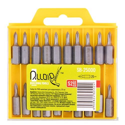 Alloid. Набор бит магнитных для шуруповерта PH0 25мм, S2 (20шт) (SB-25000)