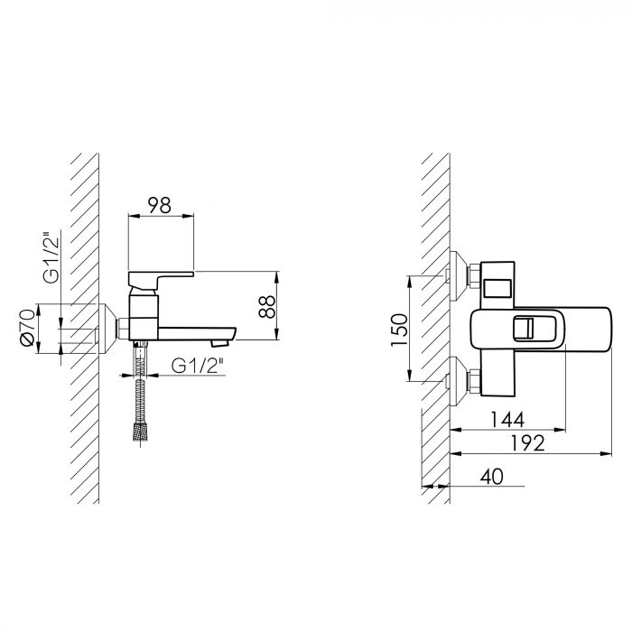 Смеситель для ванны Lidz Wawel 006 (с душевым гарнитуром) (k35) LDWAW006WHI45398 White
