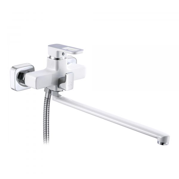 Смеситель для ванны Lidz Wawel 005 с поворотным изливом (с душевым гарнитуром) (k35) LDWAW005WHI45399 White