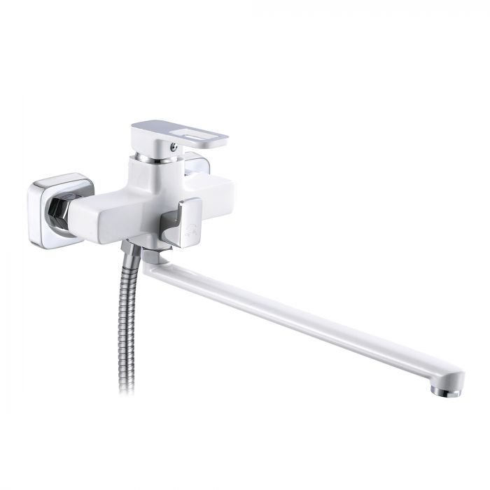 Смеситель для ванны Lidz Wawel 005 с поворотным изливом (с душевым гарнитуром) (k35) LDWAW005WHI45399 White