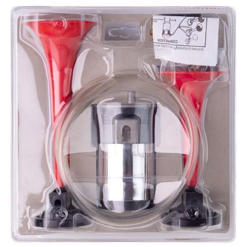 Сигнал воздушный SL-A1014 2 дудки пластик красные 12V (SL-A1014R)