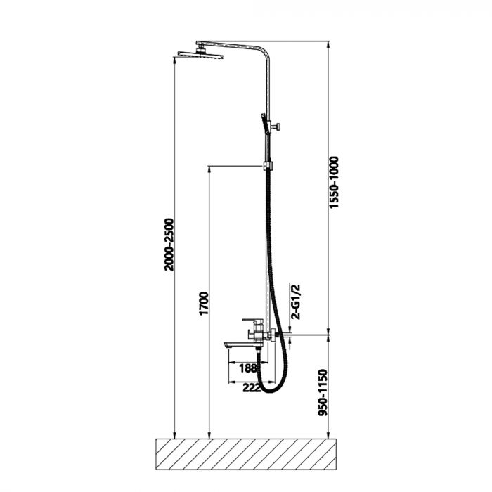 Душевая система универсальная Lidz Wawel 1030 на три потребителя (с изливом) (k35) LDWAW1030WHI45401 White