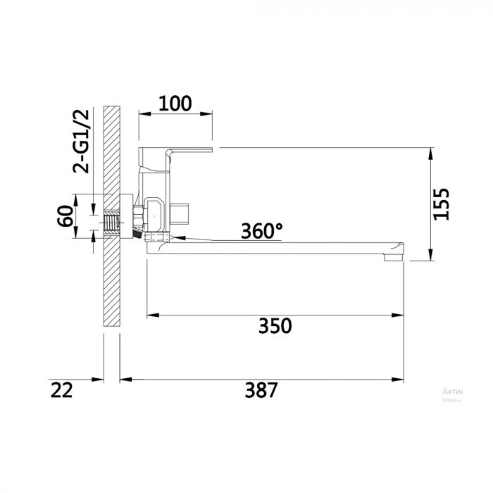 Смеситель для ванны Lidz Dozorca 005 с поворотным изливом (с душевым гарнитуром) (k35) LDDOZ005CRM45405 Chrome
