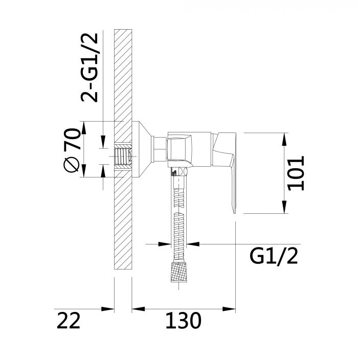 Смеситель для душа Lidz Latwa 010 (с душевым гарнитуром) (k40) LDLAT010BLA45421 Black