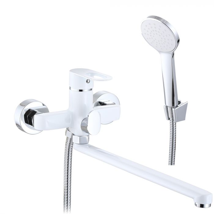 Смеситель для ванны Lidz Latwa 005 с поворотным изливом (с душевым гарнитуром) (k35) LDLAT005WHI45425 White