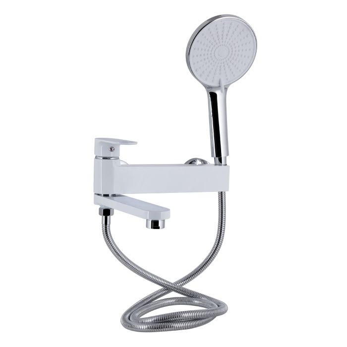 Смеситель для ванны Qtap Jay с поворотным изливом (с душевым гарнитуром) QTJAY260CRW45554 Chrome/White