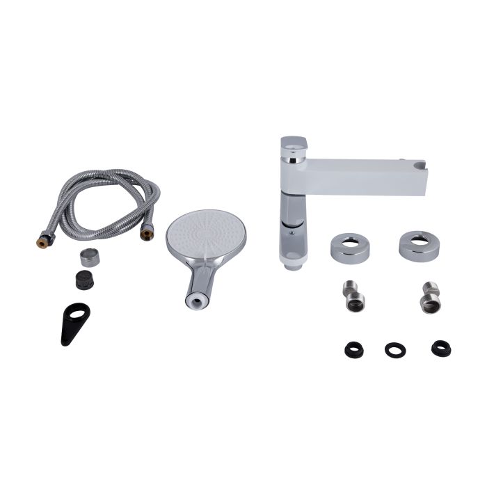 Смеситель для ванны Qtap Jay с поворотным изливом (с душевым гарнитуром) QTJAY260CRW45554 Chrome/White