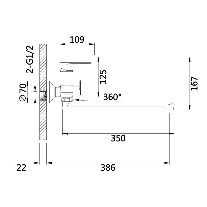 Смеситель для ванны Qtap Aries с длинным поворотным изливом (с душевым гарнитуром) QTARI2601CRM45558 Chrome