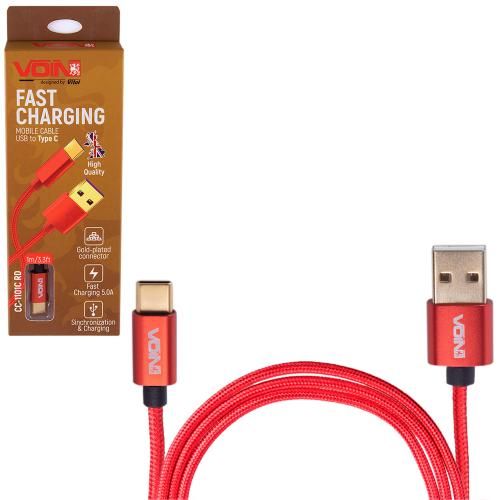 Кабель VOIN CC-1101C RD USB-Type C 5А, 1m, red (супер быстрая зарядка/передача данных) (CC-1101C RD)