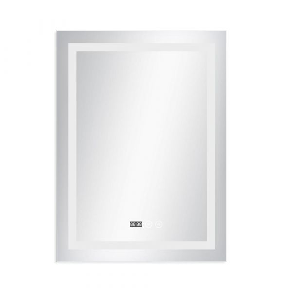 Дзеркало Qtap Mideya 700х800 з LED-підсвічуванням Touch, з антизапотіванням, з годинником, димером, рег. яскравості QT2078DCF7080W