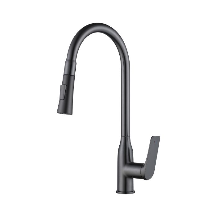 Смеситель для кухни Qtap Vlasta New с выдвижным изливом QTVLA344GMB45647 Gunmetal Black PVD