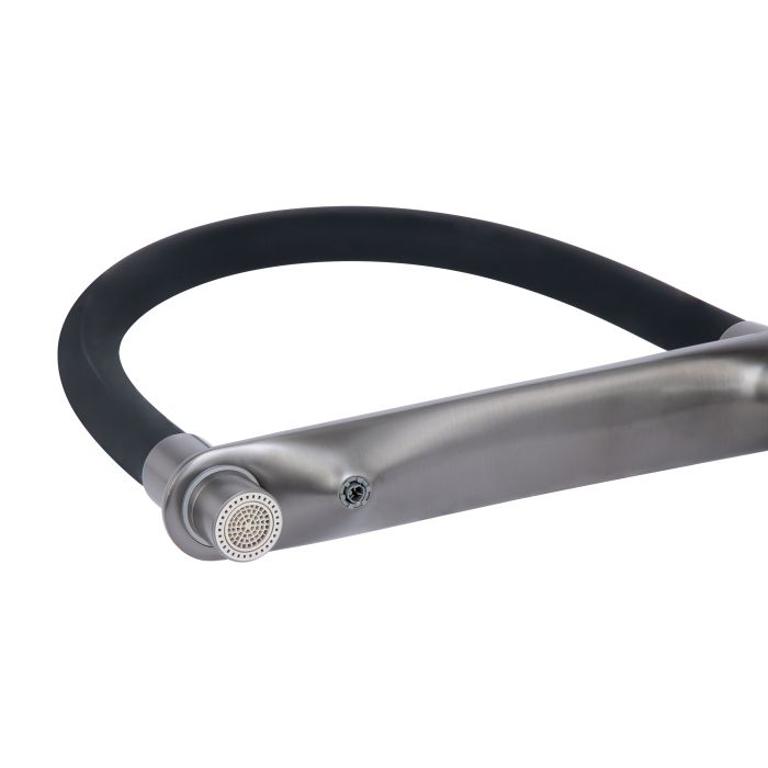 Смеситель для кухни Qtap Vlasta New с гибким изливом с подключением для питьевой воды QTVLA364GMB45649 Gunmetal Black PVD