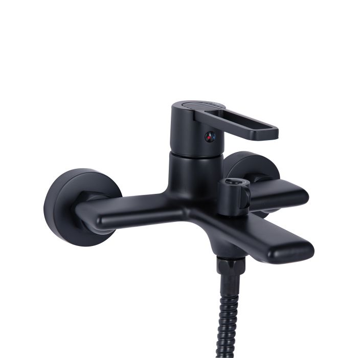 Смеситель для ванны Qtap Taurus (с душевым гарнитуром) QTTAU259BLM45662 Black Matt
