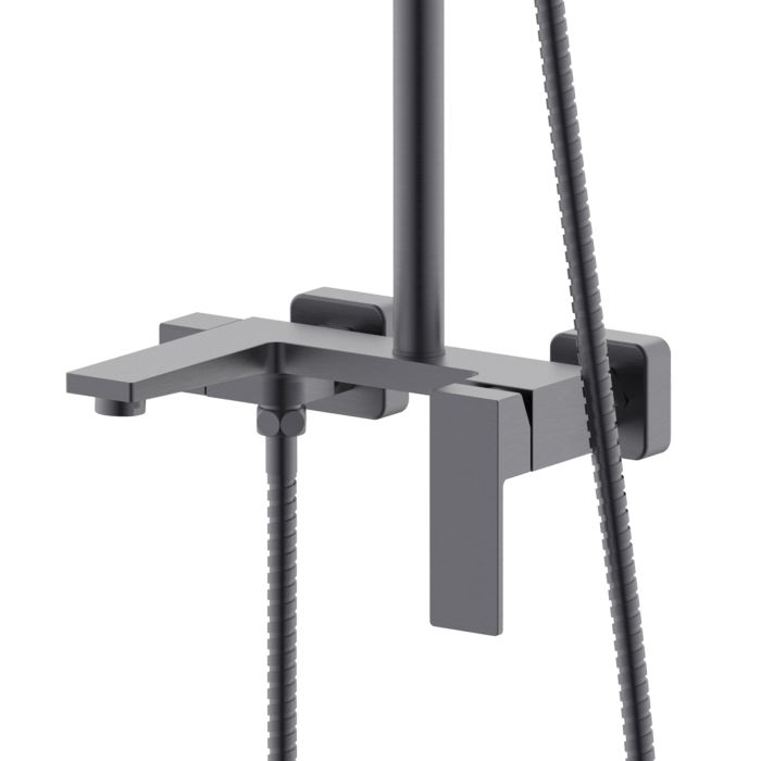 Душевая система универсальная Qtap Gemini на три потребителя (с изливом) QTGEM111GMB45688 Gunmetal Black PVD