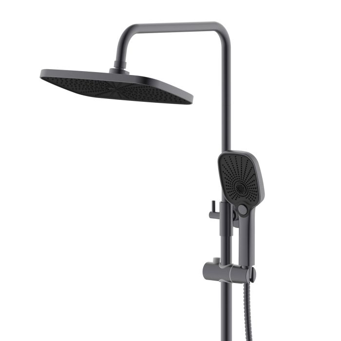 Душевая система универсальная Qtap Gemini на три потребителя (с изливом) QTGEM111GMB45688 Gunmetal Black PVD