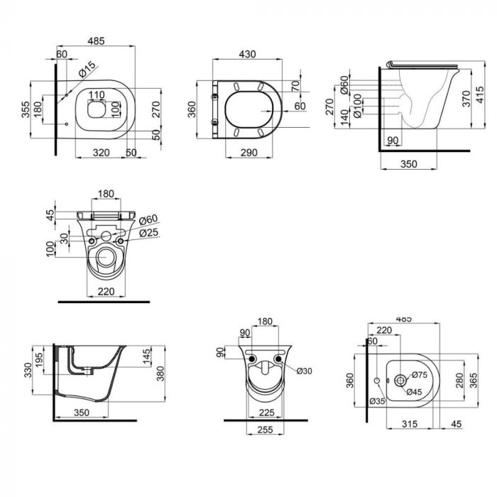Комплект Qtap Virgo Matt Black 2 в 1: унитаз подвесной Rimless QT1833051ERMB + биде подвесное QT1855051FMB