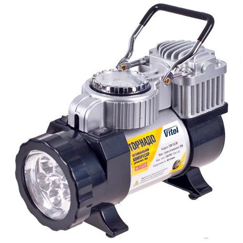 Компрессор автомобильный "Торнадо" КА-Т12220 150psi/15Amp/40л/прикур.+переходник/фонарь/Автостоп (КА-Т12220)