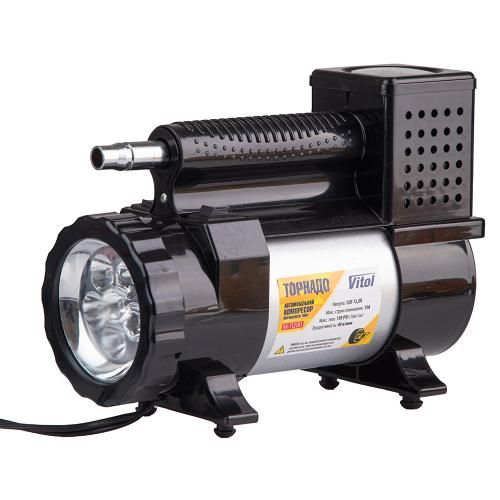 Компрессор автомобильный "Торнадо" КА-Т12181 150psi/15Amp/40л/фонарь/прикур.+переходник/шланг 3,0м (КА-Т12181)