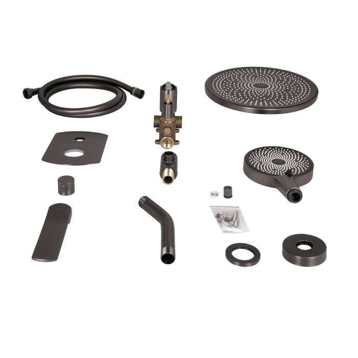 Душевая система универсальная Qtap Slavonice скрытого монтажа на два потребителя QTSLA113GMB45899 Gunmetal Black PVD