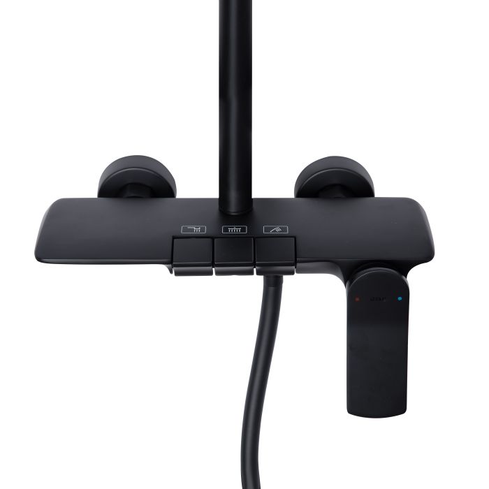 Душевая система универсальная Qtap Slavonice на три потребителя (с изливом) QTSLA111BLM45906 Black Matt