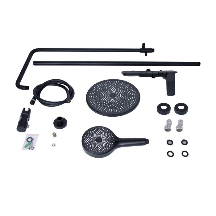 Душевая система универсальная Qtap Slavonice на три потребителя (с изливом) QTSLA111BLM45906 Black Matt