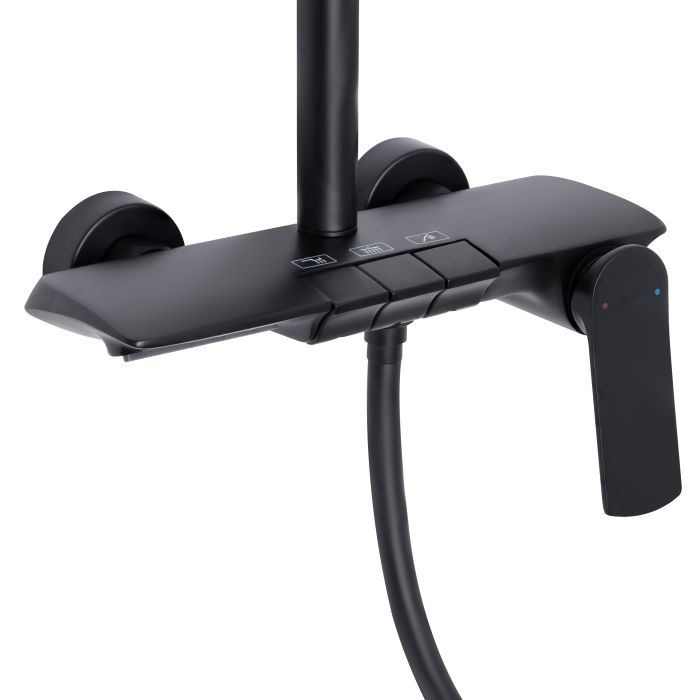 Душевая система универсальная Qtap Slavonice на три потребителя (с изливом) QTSLA111BLM45906 Black Matt