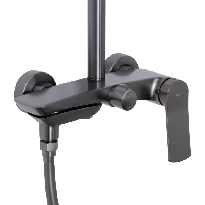 Душова система універсальна Qtap Slavonice на три споживача (з виливом) QTSLA111GMB45910 Gunmetal Black PVD