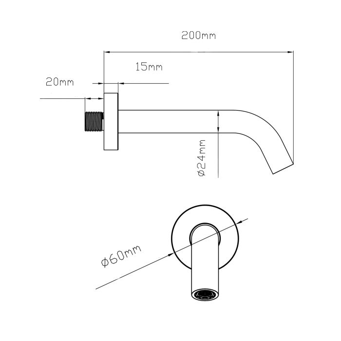 Излив для систем скрытого монтажа Qtap Vytok 200 мм округлый QTVYT246BLM45931 Black Matt
