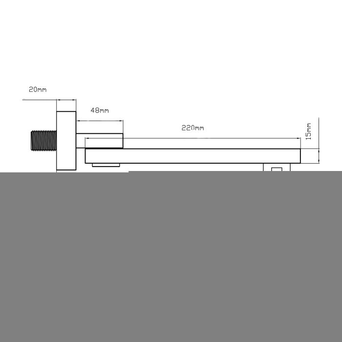 Излив для систем скрытого монтажа Qtap Vytok 200 мм прямоугольный QTVYT246CRM45936 Chrome