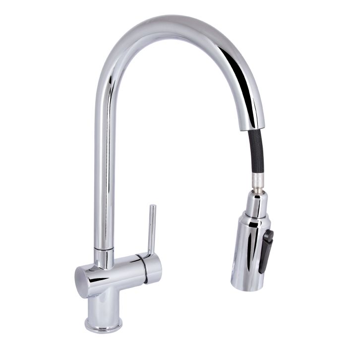 Смеситель для кухни Qtap Rozcesti с выдвижным изливом с подключением для питьевой воды QTROZ366CRM45938 Chrome
