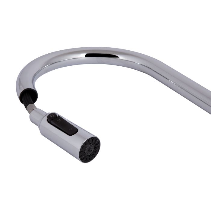 Смеситель для кухни Qtap Rozcesti с выдвижным изливом с подключением для питьевой воды QTROZ366CRM45938 Chrome