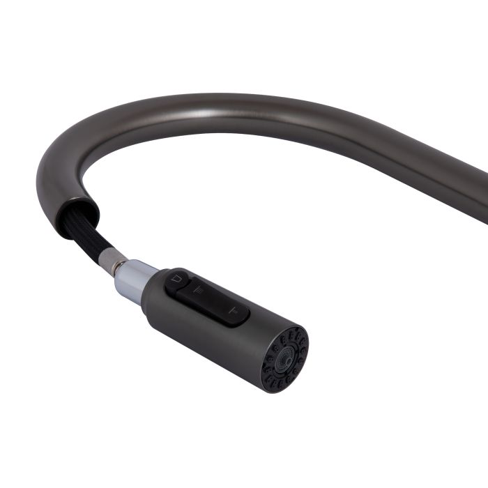 Смеситель для кухни Qtap Rozcesti с выдвижным изливом с подключением для питьевой воды QTROZ366GMB45939 Gunmetal Black PVD